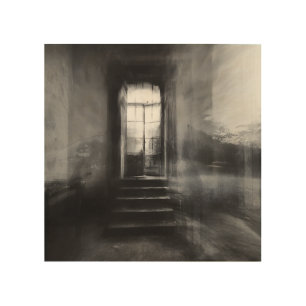 Abandoned Staircase Ghostly Doorway Blur Wood Wall Art