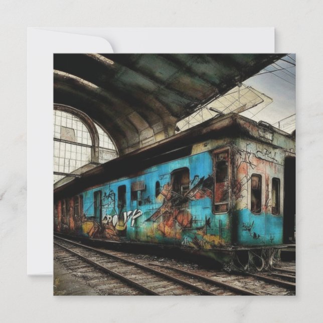 Abandoned Train with Graffiti Urban Street Art (Front)