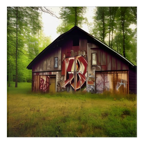 Abandoned Weathered Barn in the Woods Acrylic Print