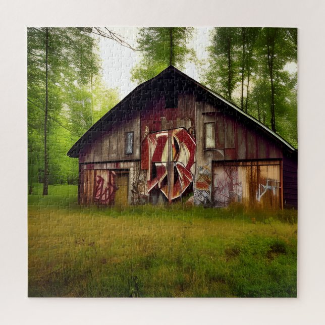 Abandoned Weathered Barn in the Woods Jigsaw Puzzle (Vertical)