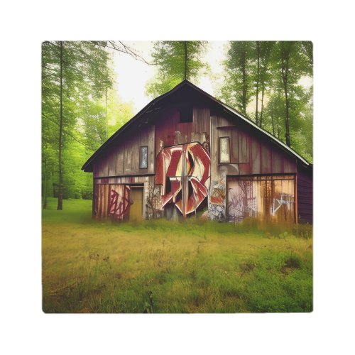 Abandoned Weathered Barn in the Woods Metal Print
