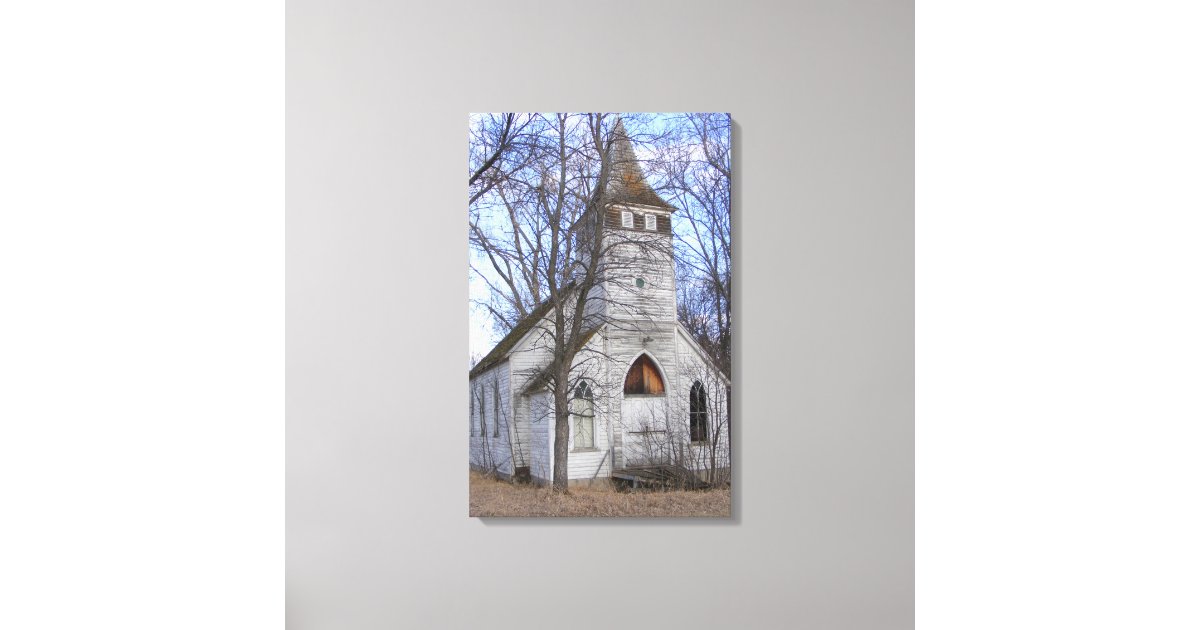 Abandoned White Country Church Canvas Print | Zazzle