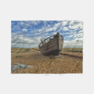 Abandoned Wooden Fishing Boat Dungeness Fleece Blanket
