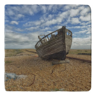 Abandoned Wooden Fishing Boat   Dungeness Trivet
