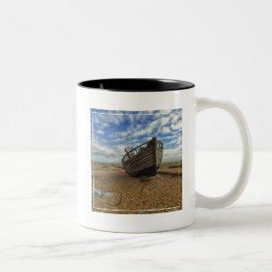 Abandoned Wooden Fishing Boat   Dungeness Two-Tone Coffee Mug