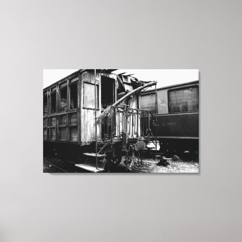 Abandoned Wooden Passenger Car Le Mastrou Canvas