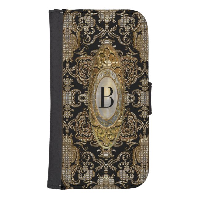 Abatronia Elegant  Monogram Samsung Galaxy Wallet Case (Front)