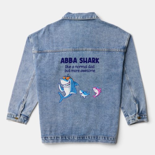 Abba Shark Like A Normal Shark But More Awesome Pu Denim Jacket