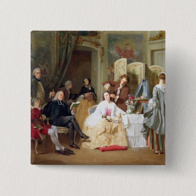 Abbe Prevost reading 'Manon Lescaut', 1856 Button (Front)
