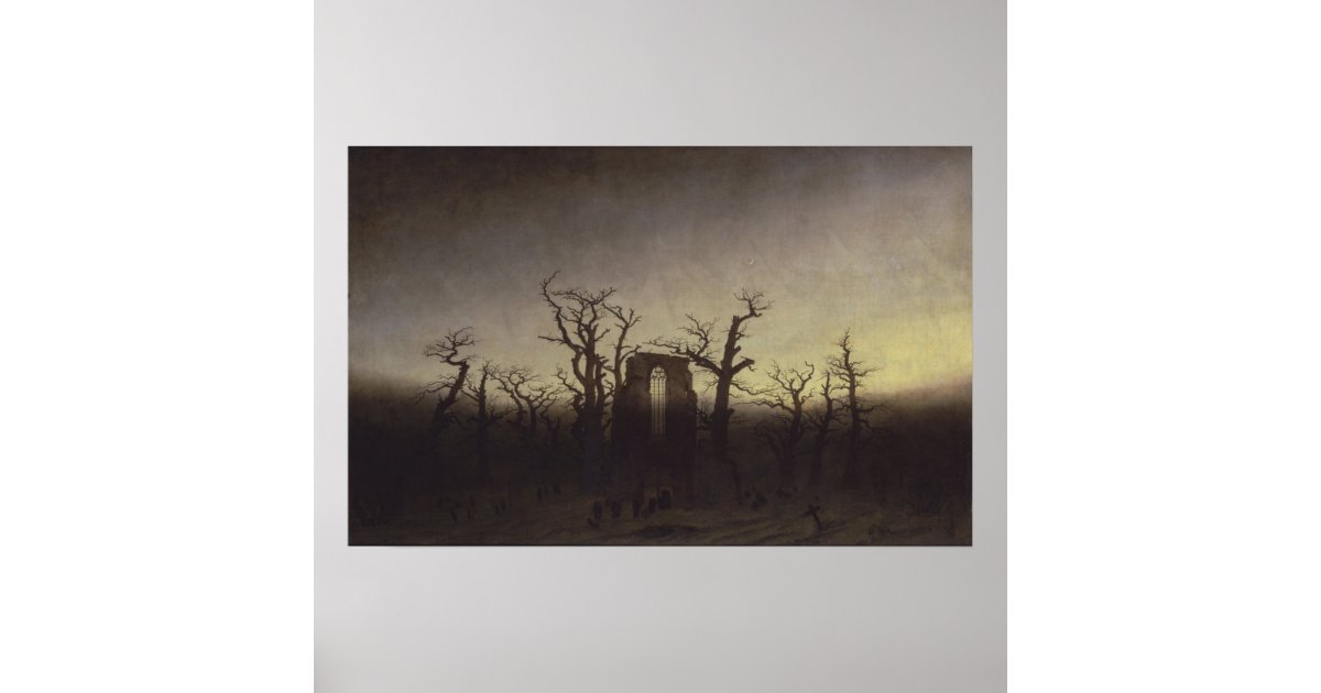 Abbey among Oak Trees by Caspar David Friedrich Poster | Zazzle