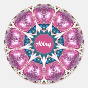 ABBEY ~ Bright Abstract Pattern ~ Personalized Classic Round Sticker