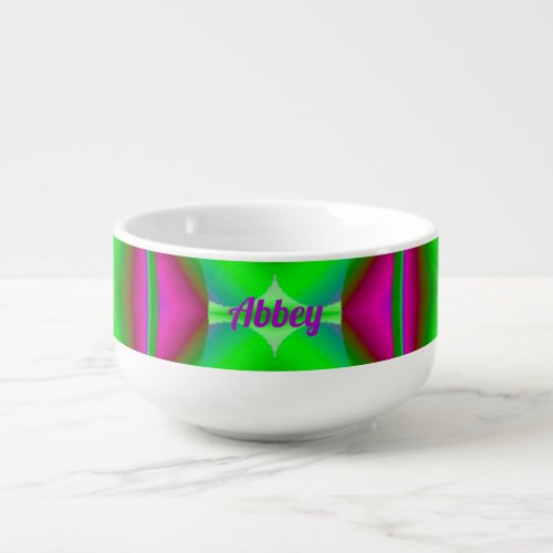 ABBEY Eye_Popping Fluorescent Green Pink Purple  Soup Mug