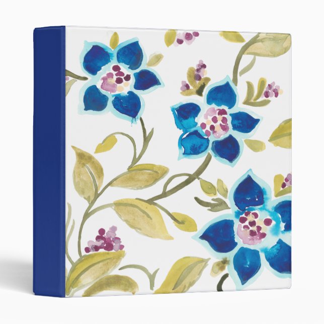 Abbey Floral Tiles - Blue Blooms 3 Ring Binder (Front/Spine)