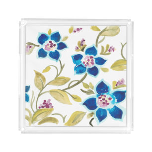 Abbey Floral Tiles - Blue Blooms Acrylic Tray