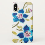 Abbey Floral Tiles - Blue Blooms iPhone X Case<br><div class="desc">Abbey Floral Tiles II by June Erica Vess. Features blue flowers in a pattern-like design.</div>