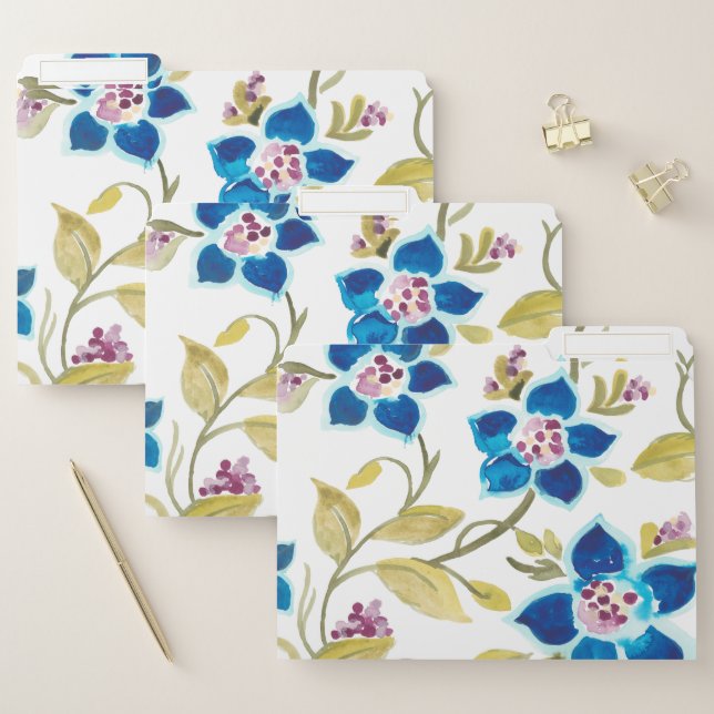 Abbey Floral Tiles - Blue Blooms File Folder (Set)