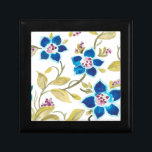 Abbey Floral Tiles - Blue Blooms Gift Box<br><div class="desc">Abbey Floral Tiles II by June Erica Vess. Features blue flowers in a pattern-like design.</div>