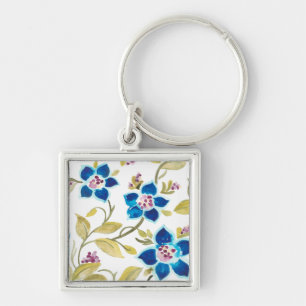 Abbey Floral Tiles - Blue Blooms Keychain