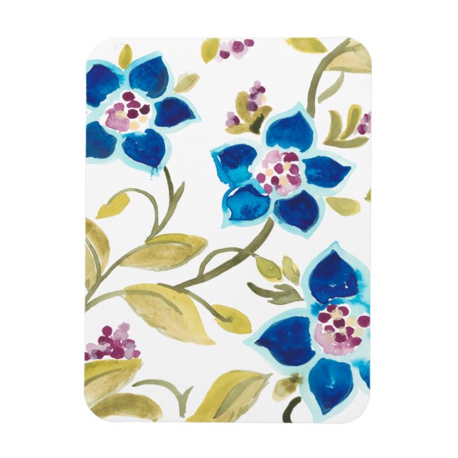 Abbey Floral Tiles - Blue Blooms Magnet (Vertical)