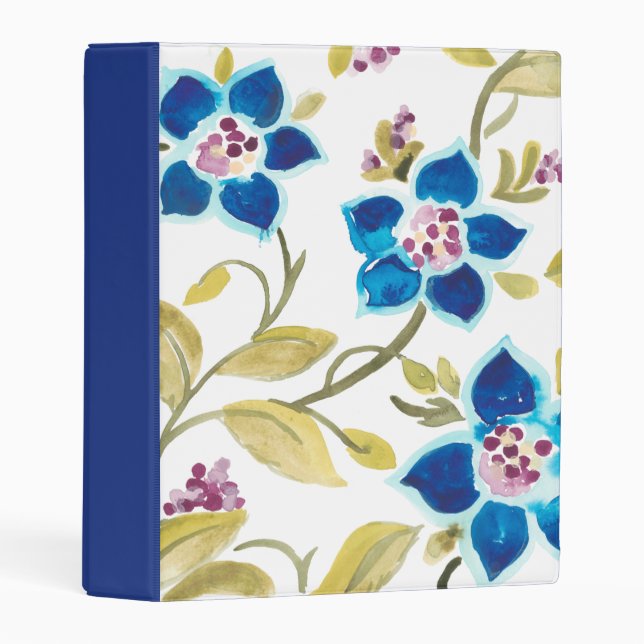 Abbey Floral Tiles - Blue Blooms Mini Binder (Front/Spine)
