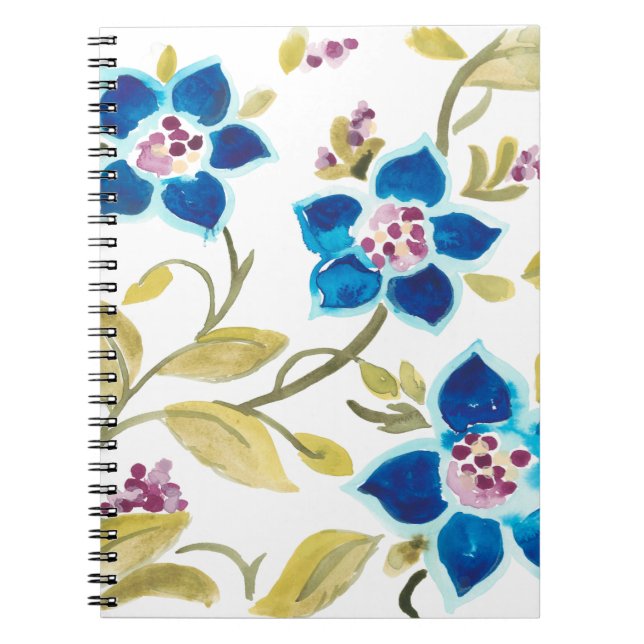 Abbey Floral Tiles - Blue Blooms Notebook (Front)