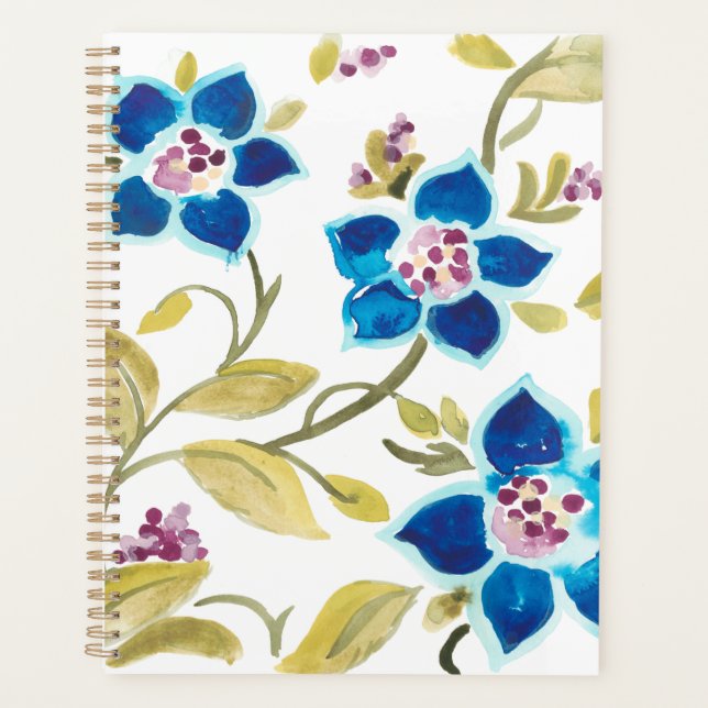 Abbey Floral Tiles - Blue Blooms Planner (Front)