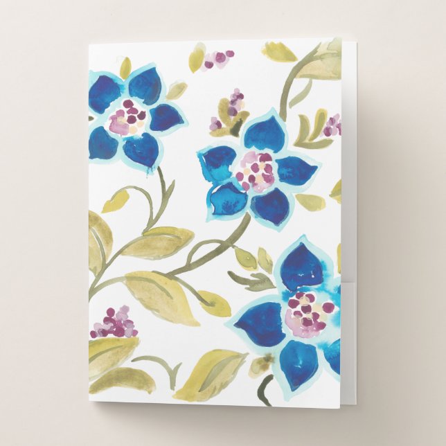 Abbey Floral Tiles - Blue Blooms Pocket Folder (Front)