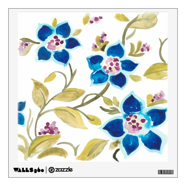 Abbey Floral Tiles - Blue Blooms Wall Decal (Front)