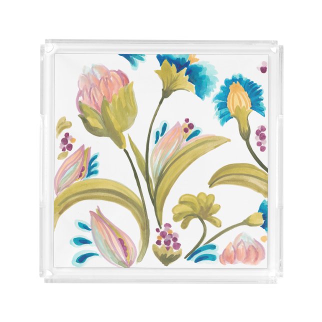 Abbey Floral Tiles - Spring Flowers Acrylic Tray (Front)