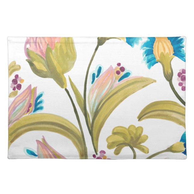 Abbey Floral Tiles - Spring Flowers Cloth Placemat (Front)