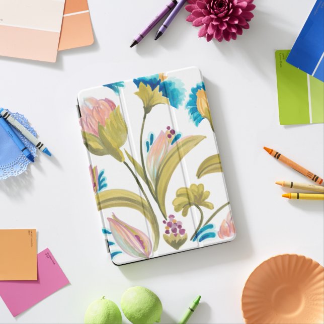 Abbey Floral Tiles - Spring Flowers iPad Pro Cover (Desk)