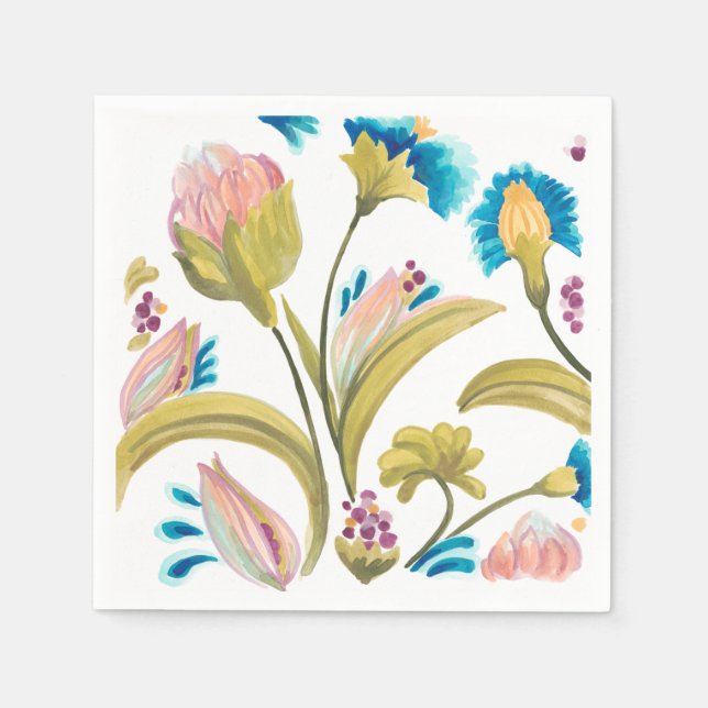Abbey Floral Tiles - Spring Flowers Napkins (Front)
