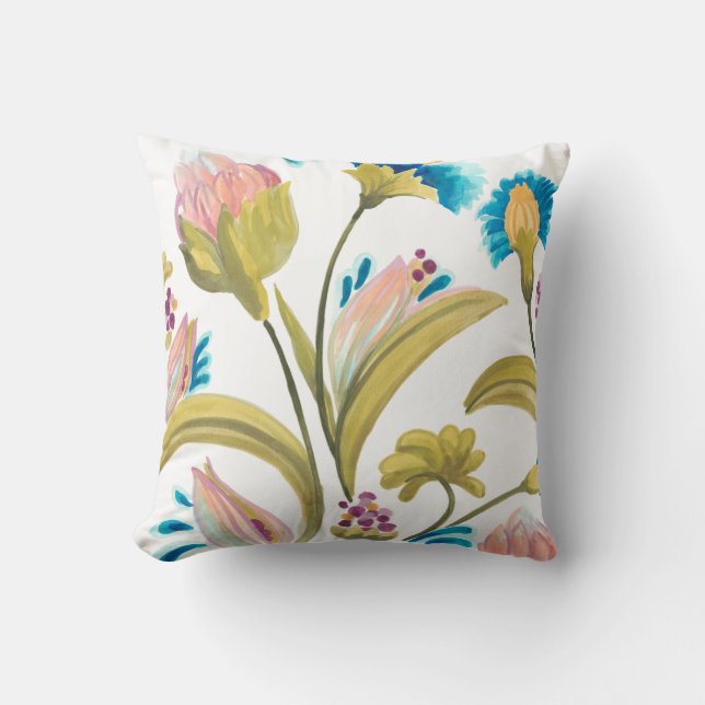 Abbey Floral Tiles - Spring Flowers Throw Pillow (Front)