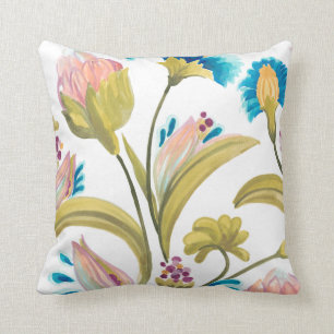 Abbey Floral Tiles - Spring Flowers Throw Pillow