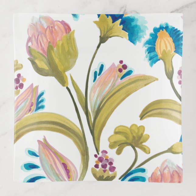 Abbey Floral Tiles - Spring Flowers Trinket Tray (Front)