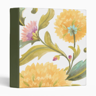 Abbey Floral Tiles - Yellow Flowers 3 Ring Binder