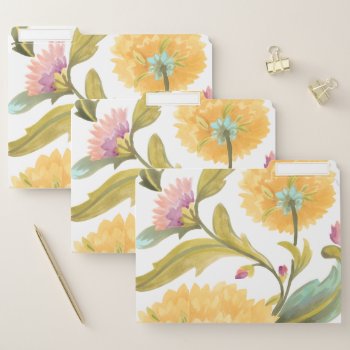 Abbey Floral Tiles - Yellow Flowers File Folder by worldartgroup at Zazzle