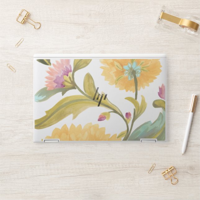 Abbey Floral Tiles - Yellow Flowers HP Laptop Skin (Desk)
