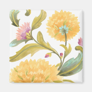 Abbey Floral Tiles - Yellow Flowers Magnet