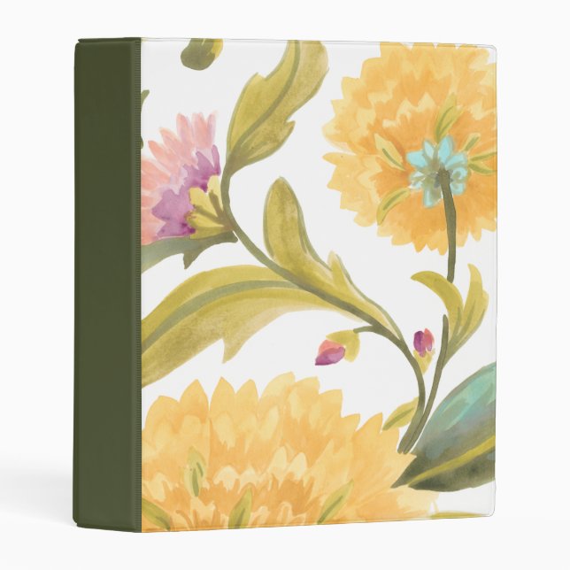 Abbey Floral Tiles - Yellow Flowers Mini Binder (Front/Spine)