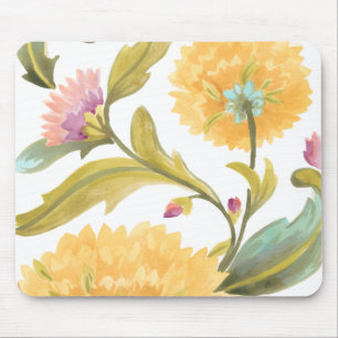 Abbey Floral Tiles - Yellow Flowers Mouse Pad