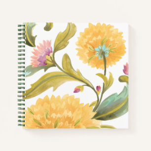 Abbey Floral Tiles - Yellow Flowers Notebook