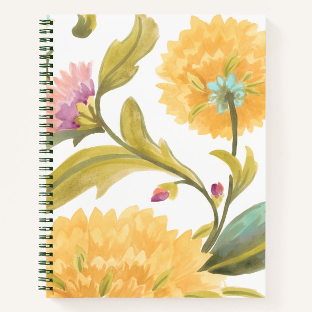 Abbey Floral Tiles - Yellow Flowers Notebook (Front)