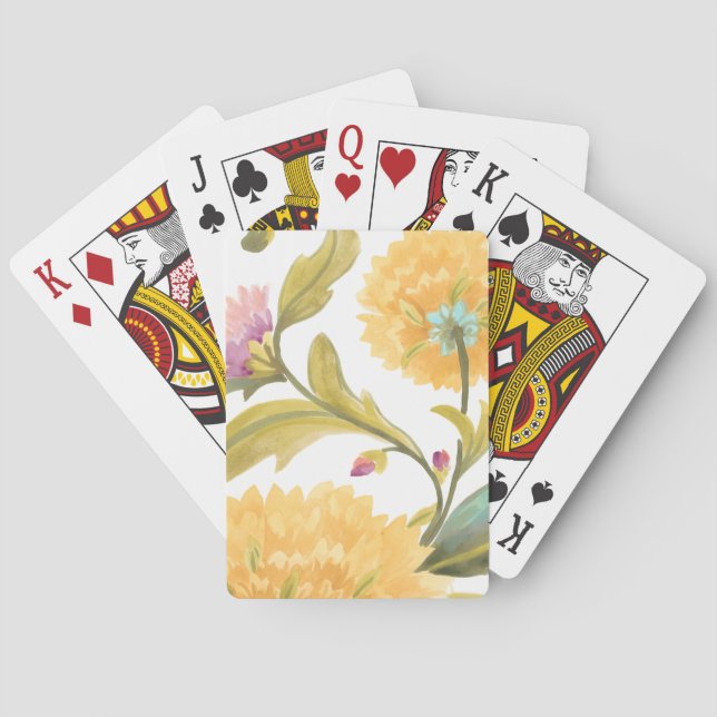 Abbey Floral Tiles - Yellow Flowers Poker Cards (Back)