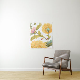 Abbey Floral Tiles - Yellow Flowers Tapestry