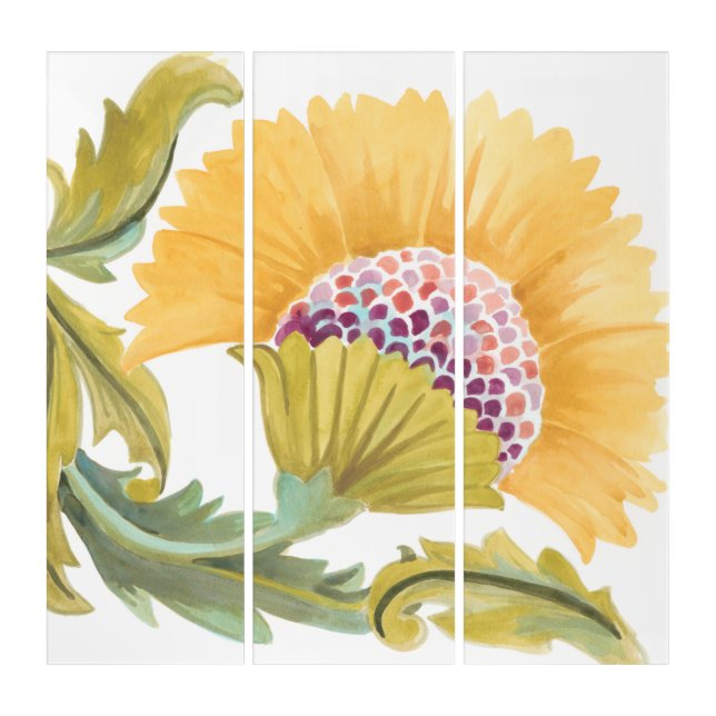 Abbey Floral Tiles - Yellow Triptych (Front)