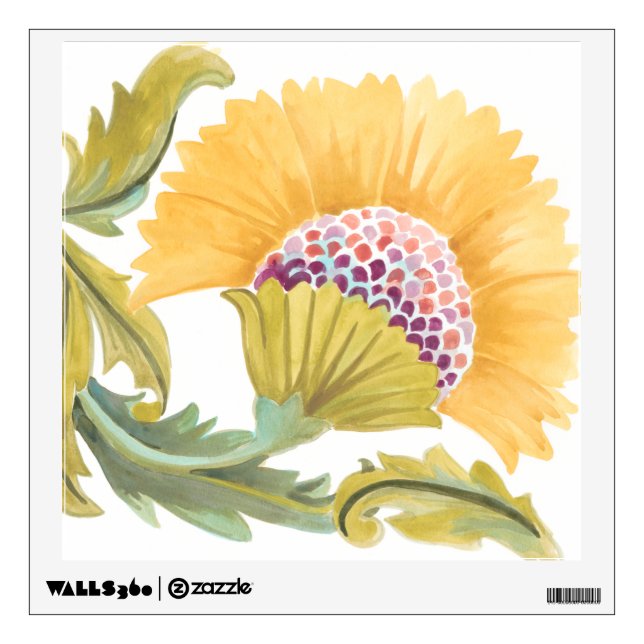 Abbey Floral Tiles - Yellow Wall Decal (Front)