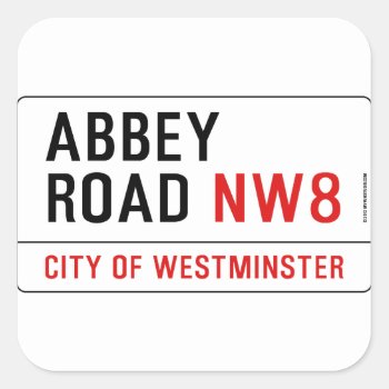 Abbey Road Street Sign Square Sticker by myfunstudio at Zazzle