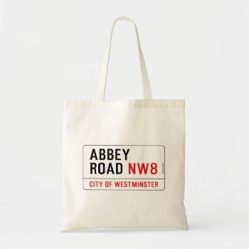 Abbey Road Street Sign Tote Bag by myfunstudio at Zazzle