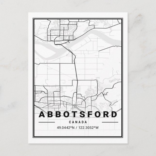 Abbotsford British Columbia Canada Travel City Map Postcard (Front)